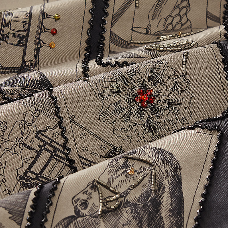 Le Philateliste du Faubourg embroidered scarf 90 - Blue | Hermès USA